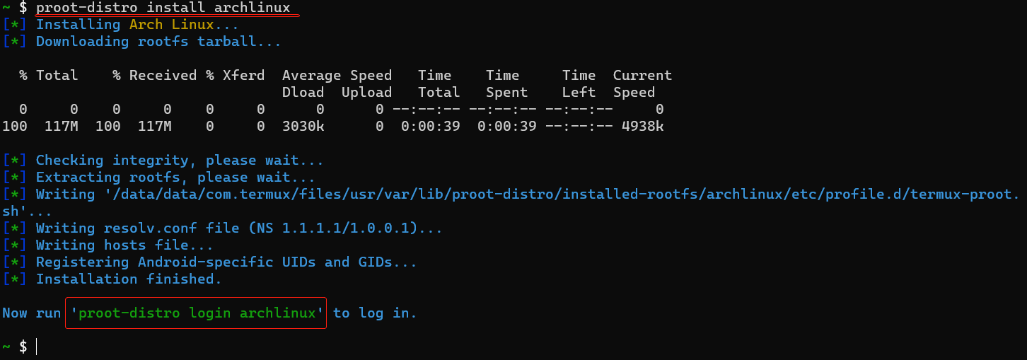 proot-distro install
